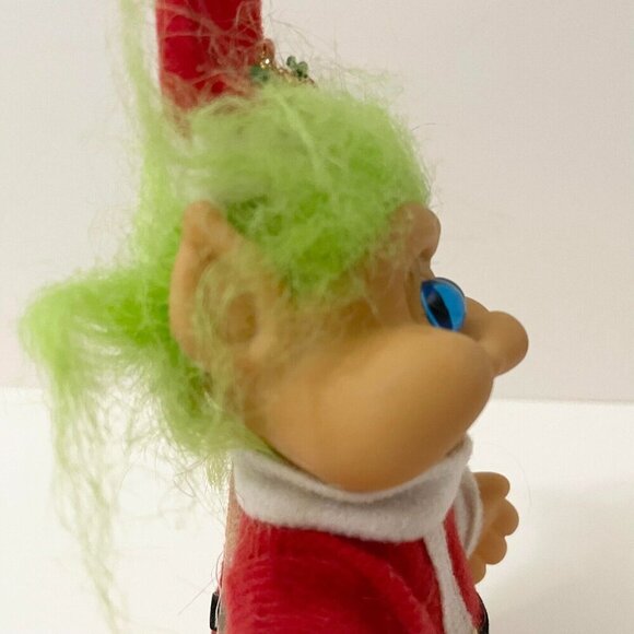 Vintage 1991 ITB Christmas Santa Troll with Hat Green Hair 5 Inch Tall Doll - Picture 11 of 16